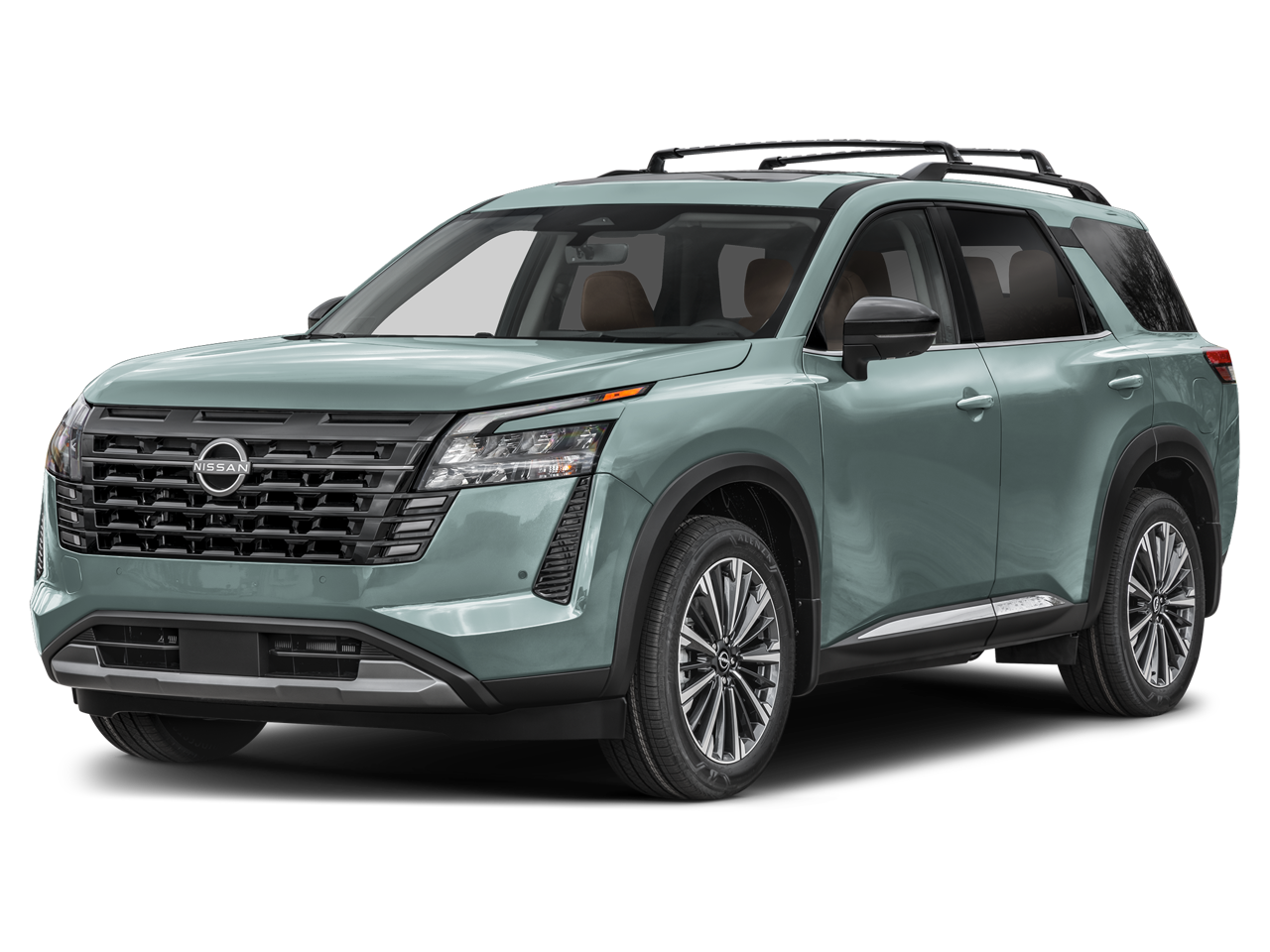 2026 Nissan Pathfinder Platinum in Baltic Teal — front three-quarter view