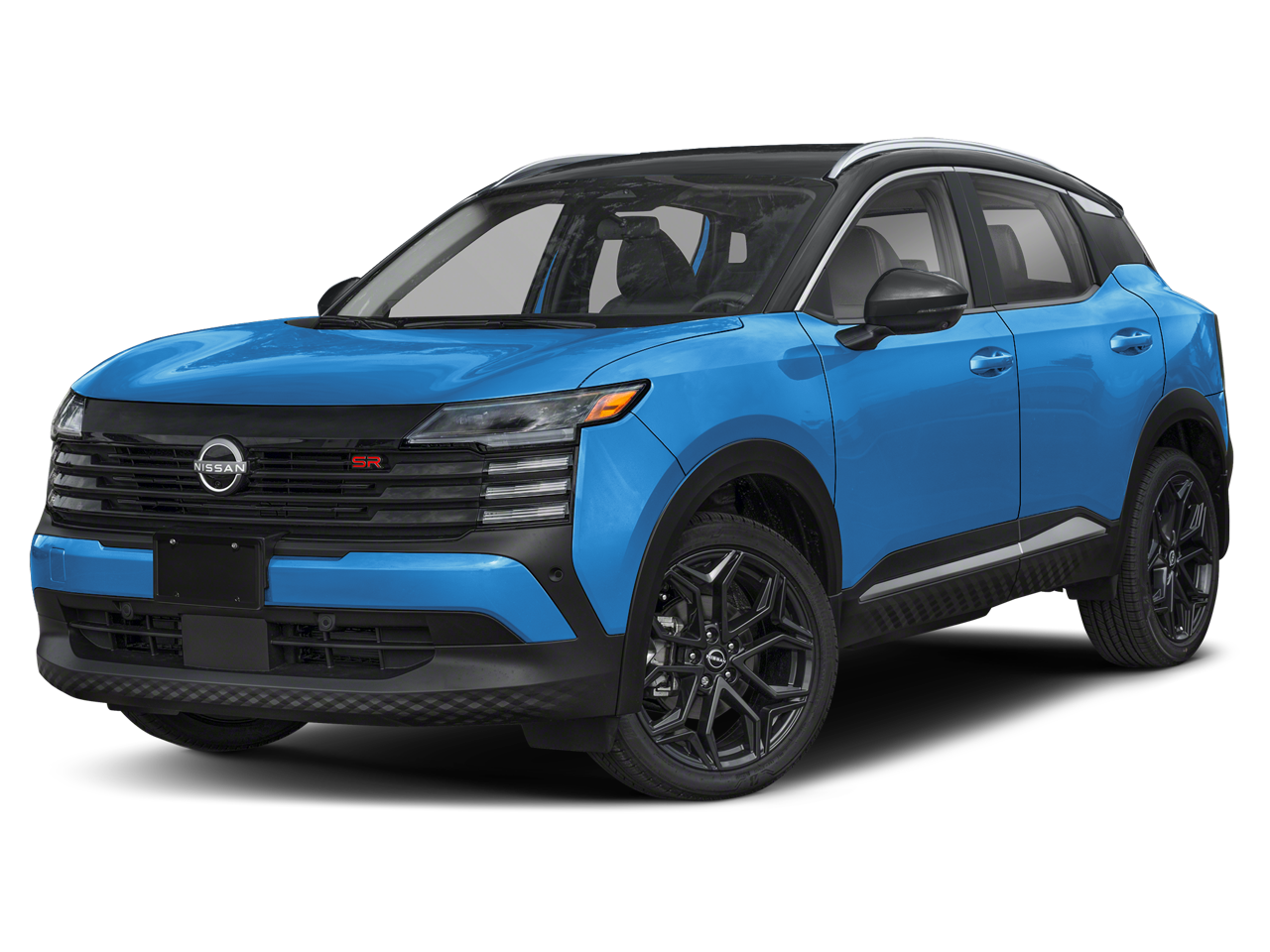 2026 Nissan Kicks SR in Arctic Ice Blue Metallic/Super Black — front three-quarter view