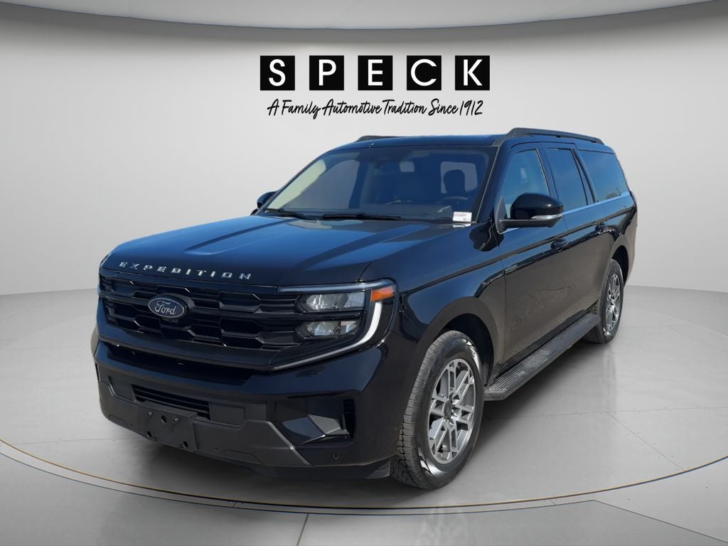 2025 Ford Expedition MAX Active in Agate Black Metallic — front three-quarter view