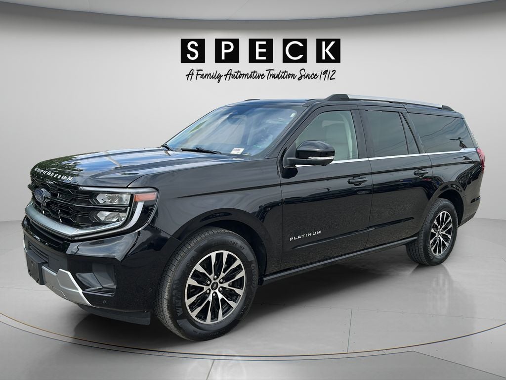 2025 Ford Expedition MAX Platinum in Agate Black Metallic — front three-quarter view