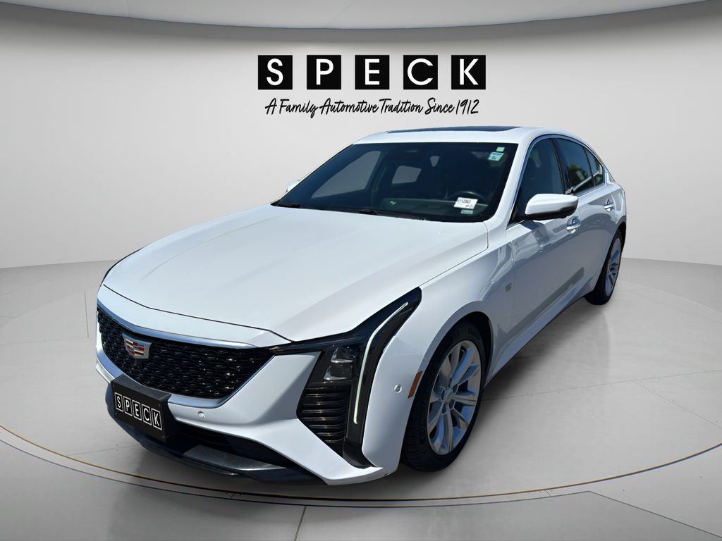 2025 Cadillac CT5 Premium Luxury in Summit White — front three-quarter view