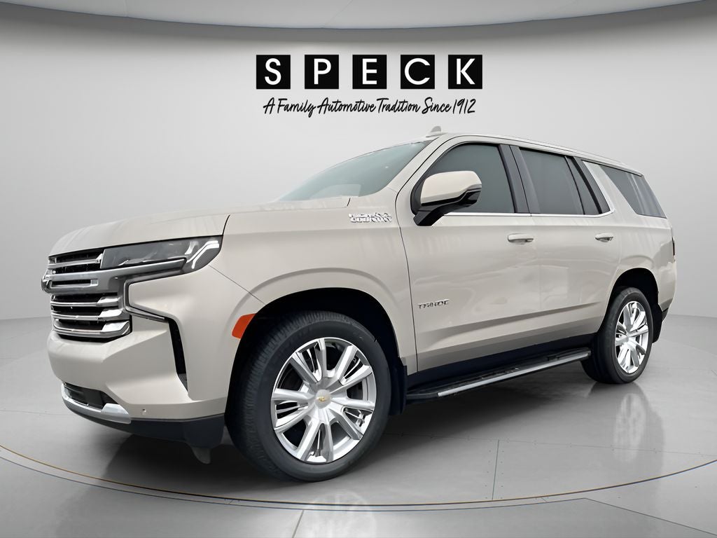 2023 Chevrolet Tahoe High Country in Empire Beige Metallic — front three-quarter view