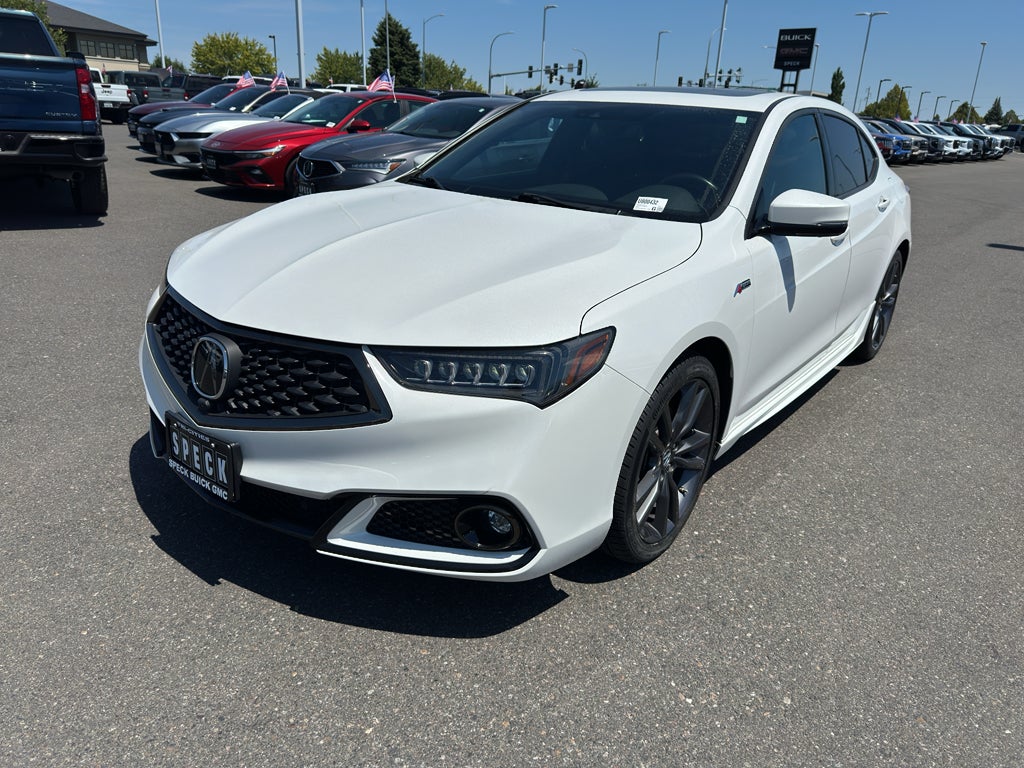 2020 Acura TLX w/Advance Pkg in White — front three-quarter view