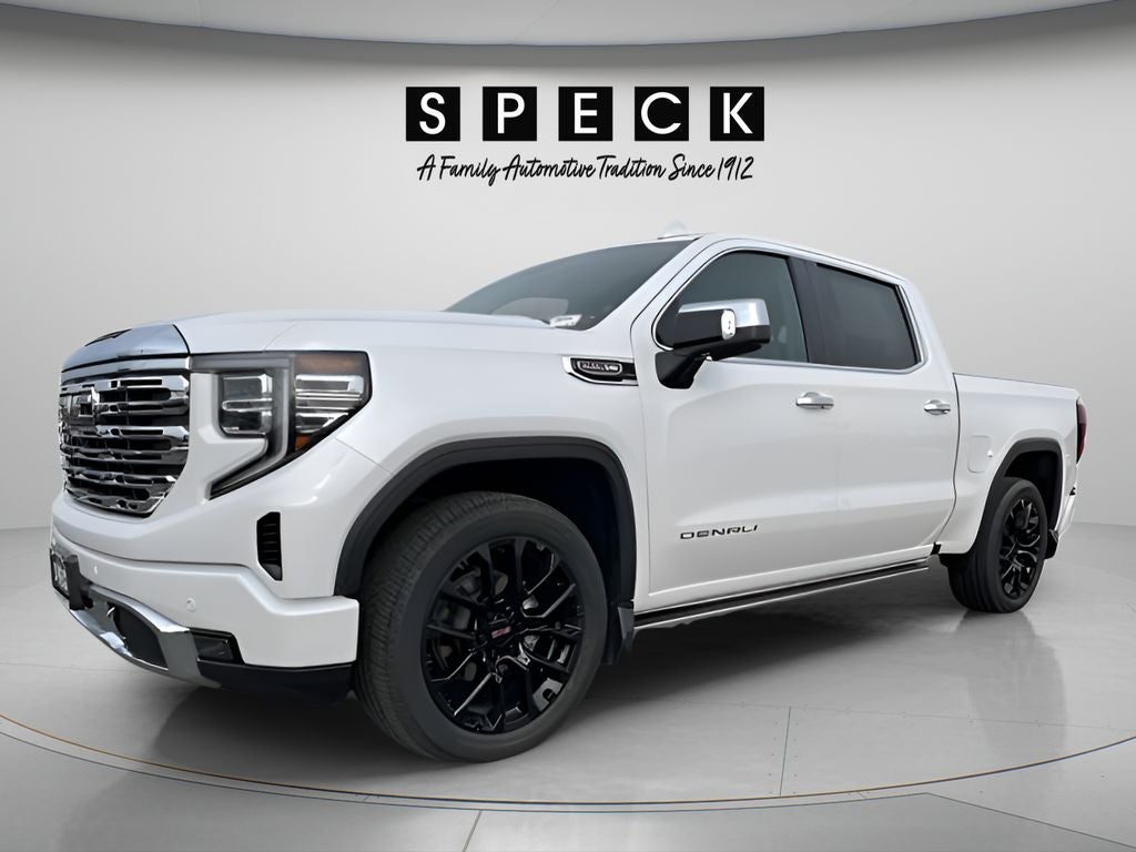 2024 GMC Sierra 1500 Denali in White Frost Tricoat — front three-quarter view