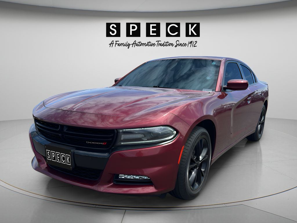 2021 Dodge Charger SXT AWD in Red — front three-quarter view