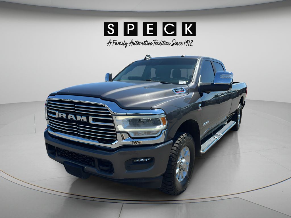 2023 RAM 3500 Laramie Crew Cab 4x4 8' Box in Gray — front three-quarter view