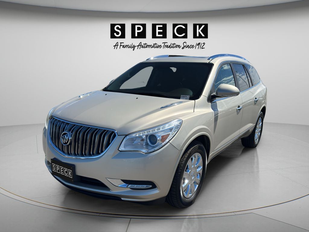 2014 Buick Enclave Premium in Champagne Silver Metallic — front three-quarter view