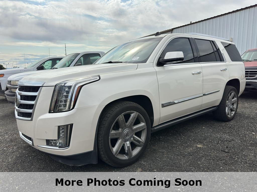 2015 Cadillac Escalade Premium in White Diamond Tricoat — front three-quarter view