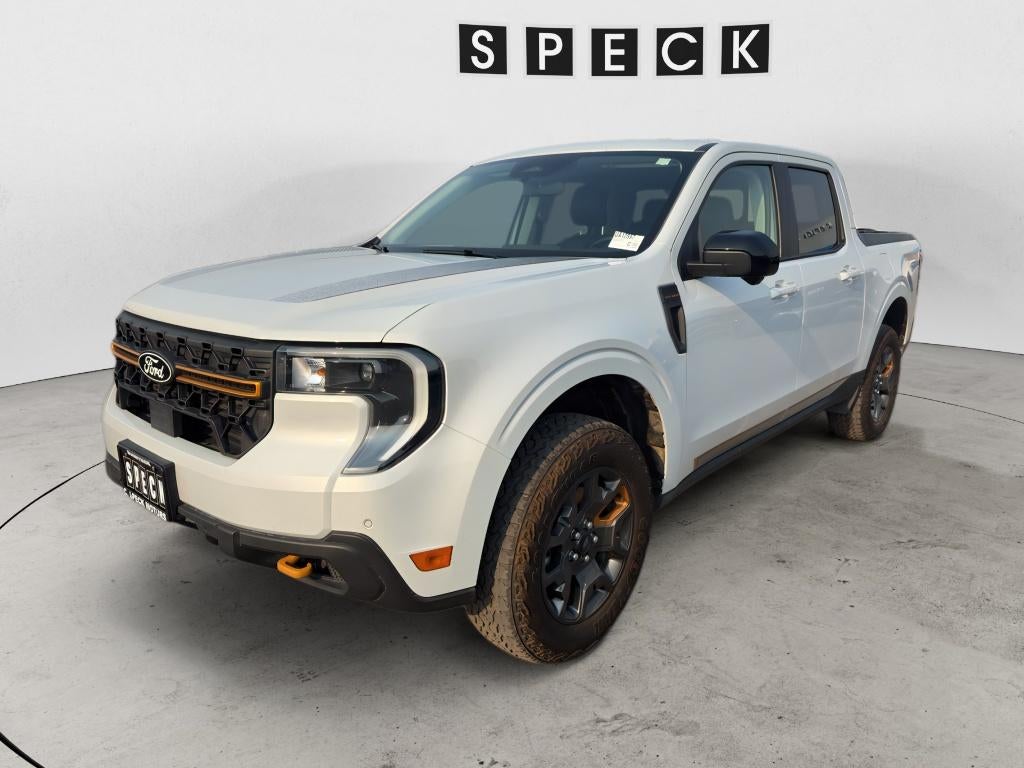 2025 Ford Maverick Tremor in Space White Metallic — front three-quarter view