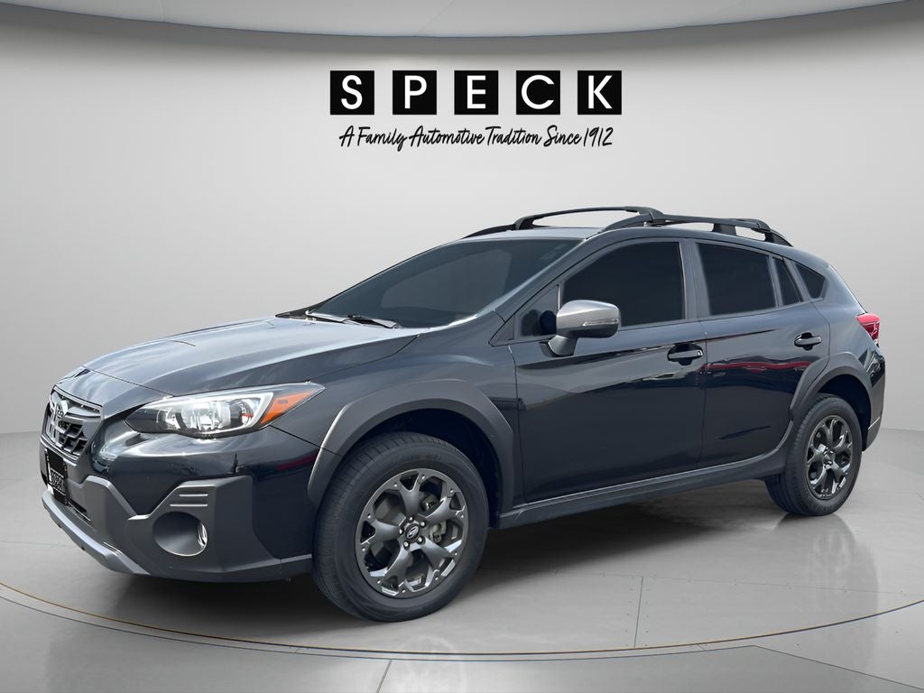 2023 Subaru Crosstrek Sport in Crystal Black Silica — front three-quarter view