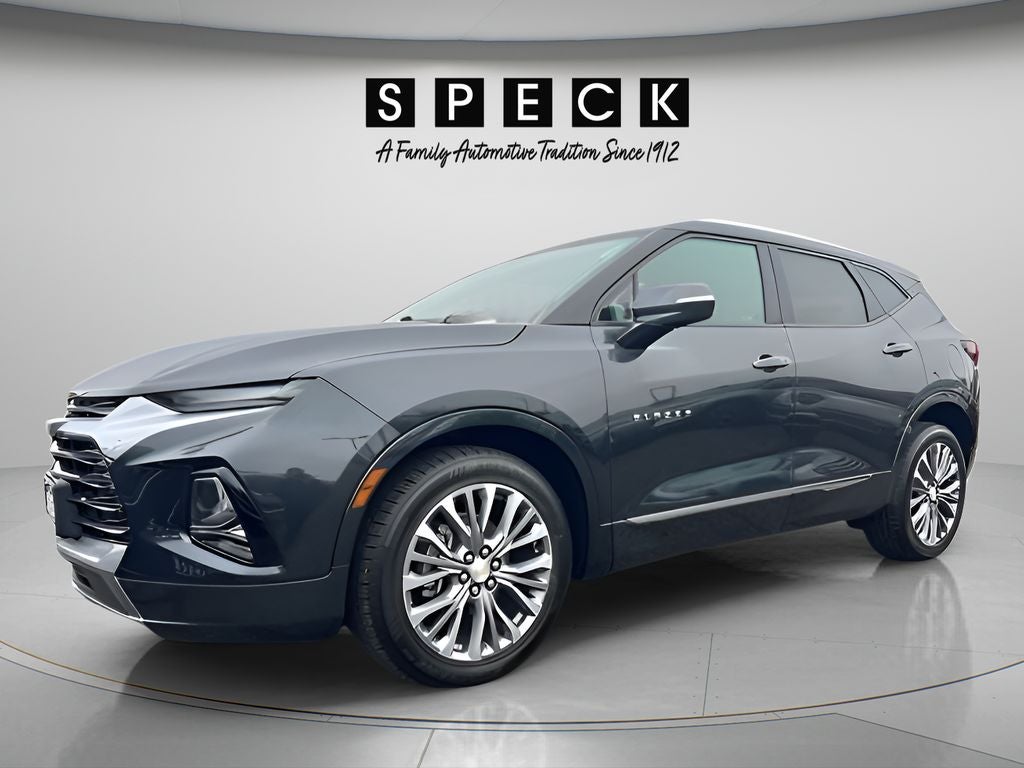 2020 Chevrolet Blazer Premier in Graphite Metallic — front three-quarter view