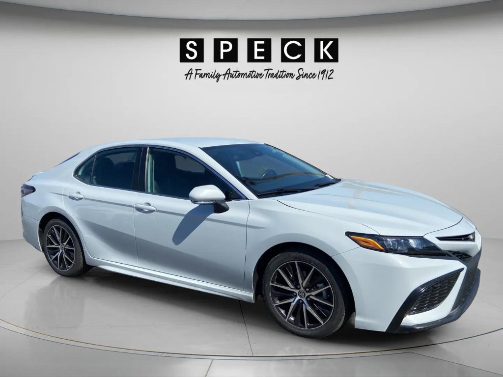 2023 Toyota Camry SE in Ice Edge — front three-quarter view