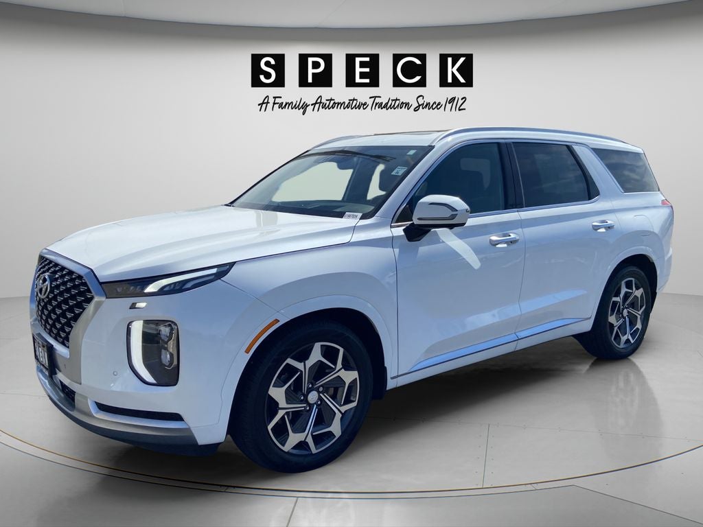 2021 Hyundai Palisade Calligraphy in Hyper White — front three-quarter view