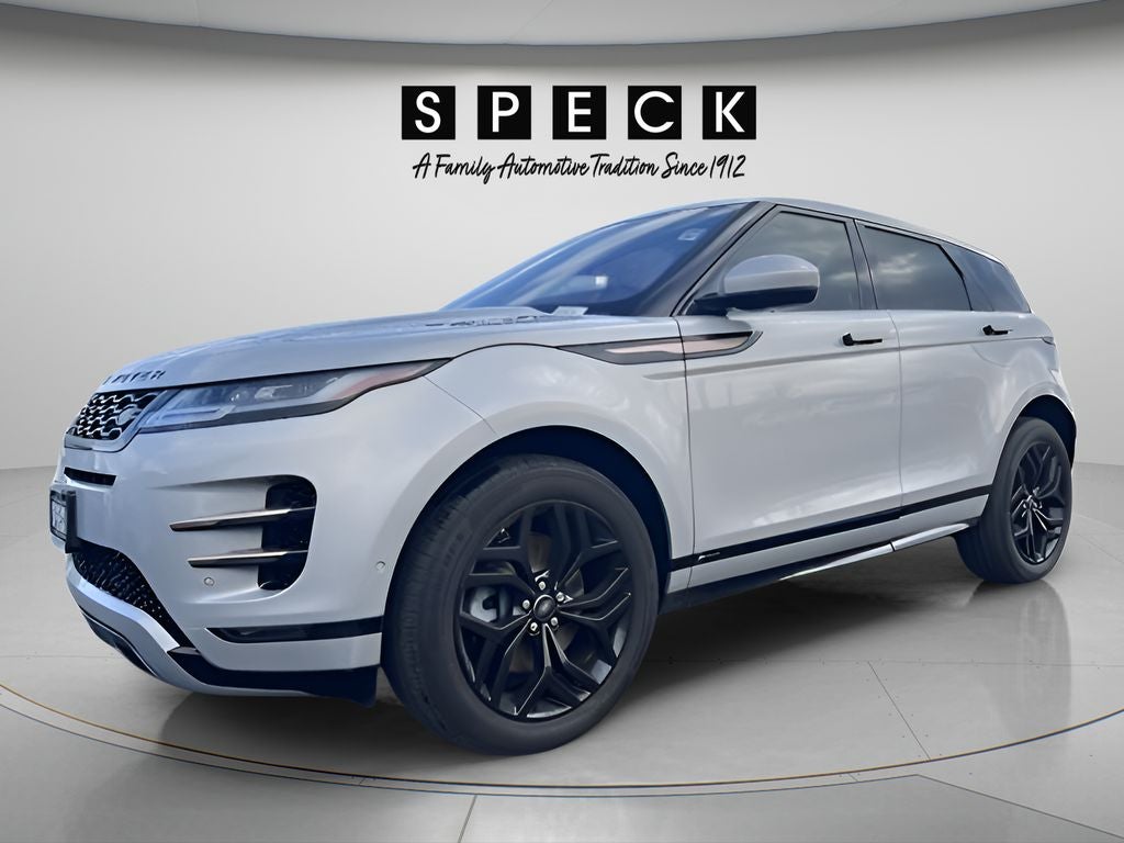 2020 Land Rover Range Rover Evoque R-Dynamic HSE in Seoul Pearl Silver Metallic — front three-quarter view
