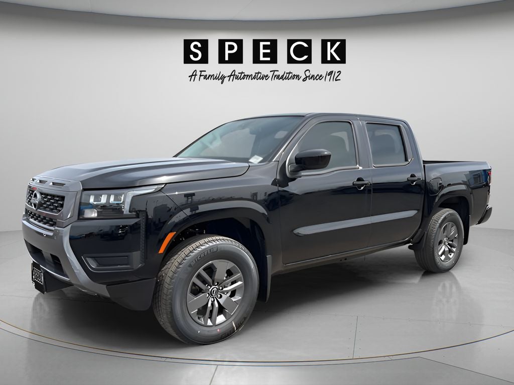 2026 Nissan Frontier Crew Cab SV in Super Black — front three-quarter view
