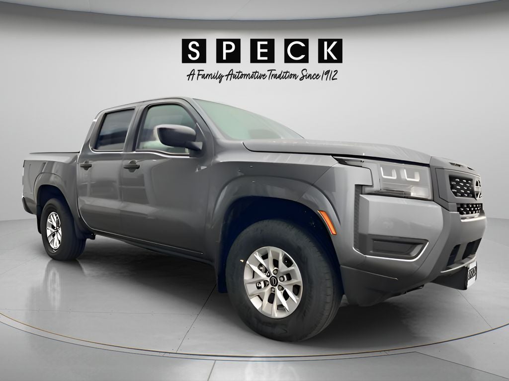 2026 Nissan Frontier Crew Cab S in Gun Metallic — front three-quarter view