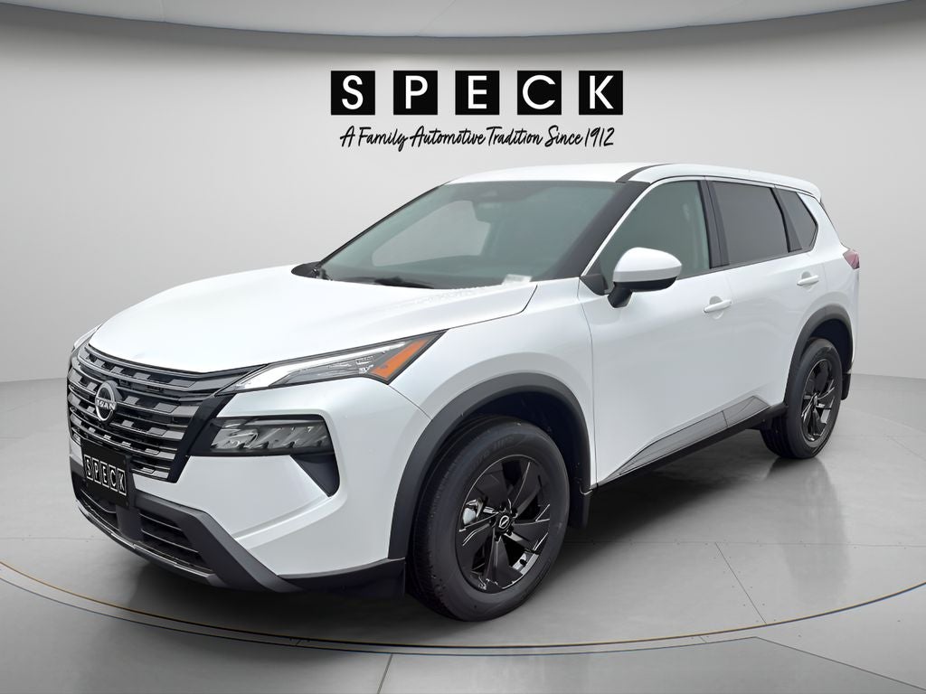 2026 Nissan Rogue SV in Everest White Pearl Tricoat — front three-quarter view